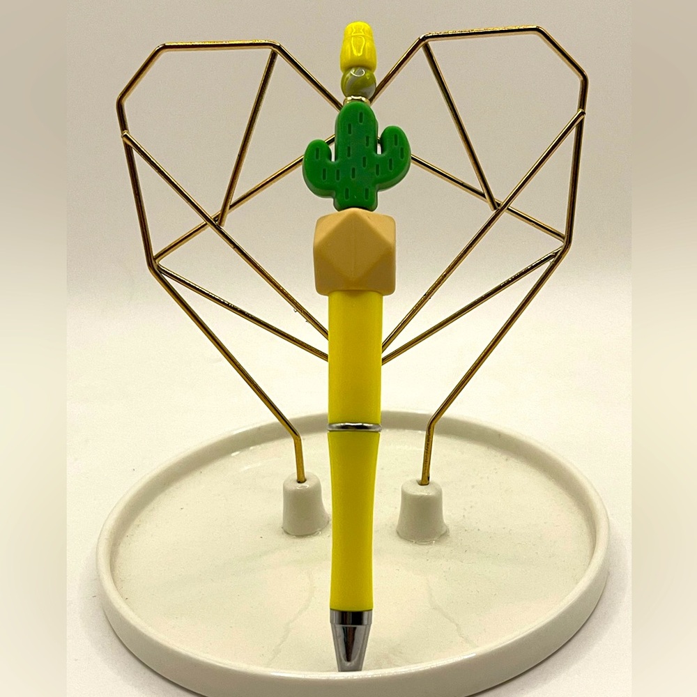 NOVELTY PEN - Yellow pen with Green Cactus